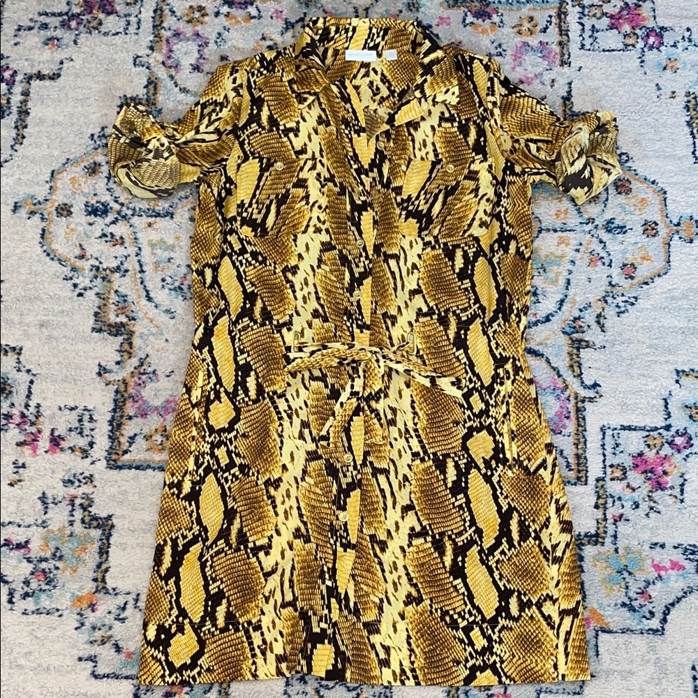 New York & Company Snake Print Dress - Yellow and Black